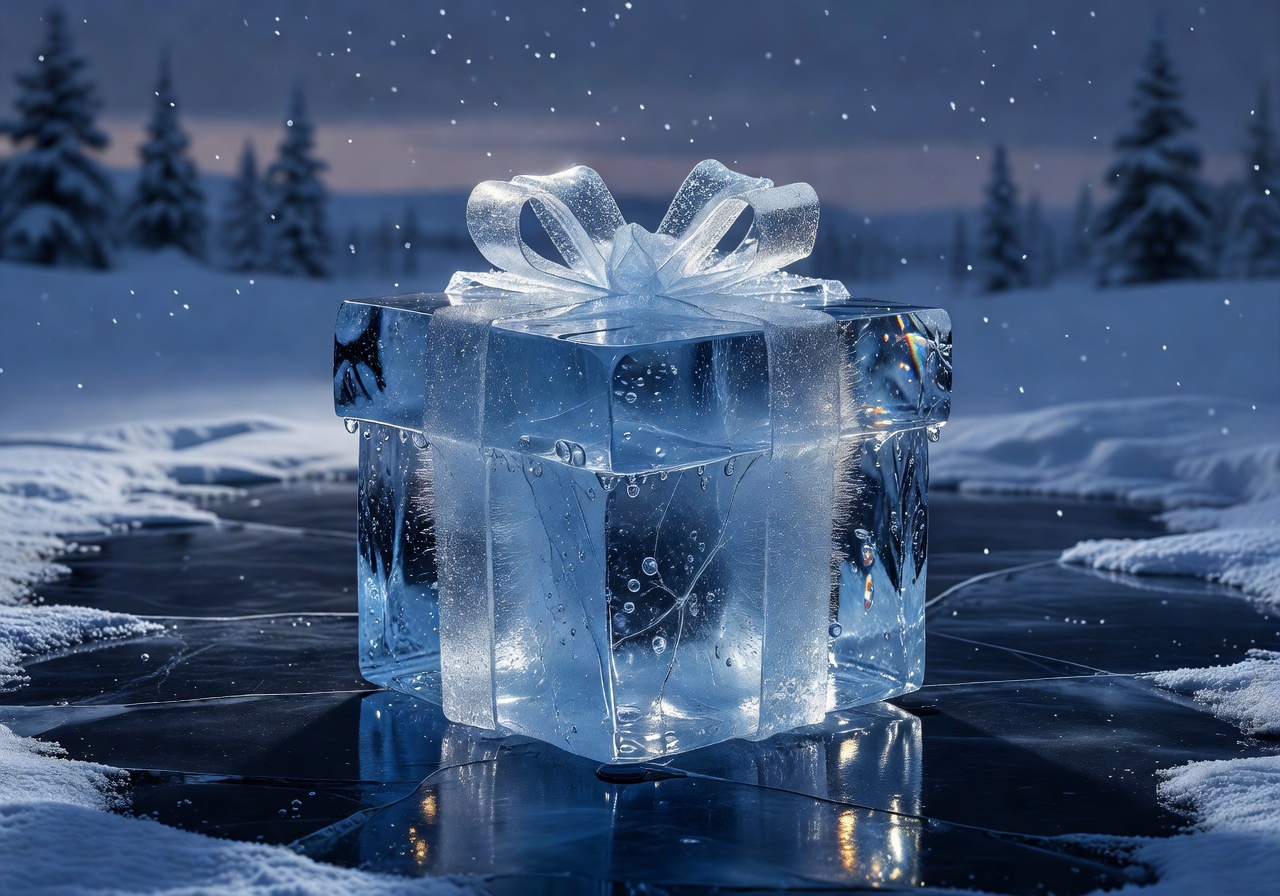 Chilled Ice Blue Christmas Gift Box
